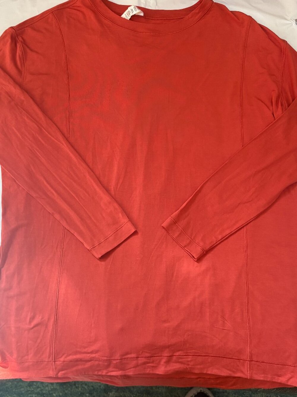 Lululemon Modal Pleated Back Long Sleeve Shirt - Red Rock (Rust Orange)